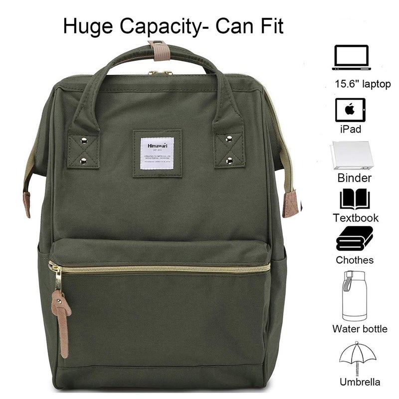 Himawari Laptop Backpack for Women&Men,Wide Open Large USB Charging Port 15.6 Inch Laptop Doctor College Work Bag (9001-ArmyGreenï¼‰ - Image 3